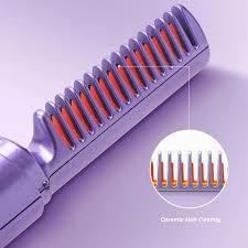 Ceramic Teeth Portable Hair Straightening Brush with Fast Heating Technology for Smooth Hair