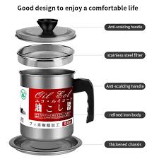 Stainless Steel Oil Filter Container with Removable Fine Mesh Strainer