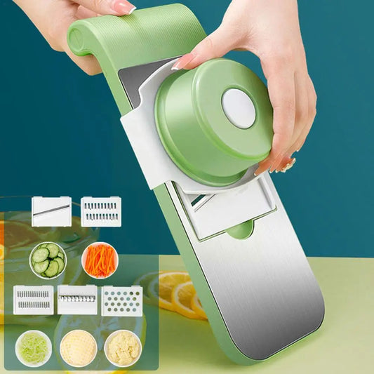 10-in-1 multifunctional vegetable cutter and grater with stainless steel blades for slicing grating shredding vegetables and fruits