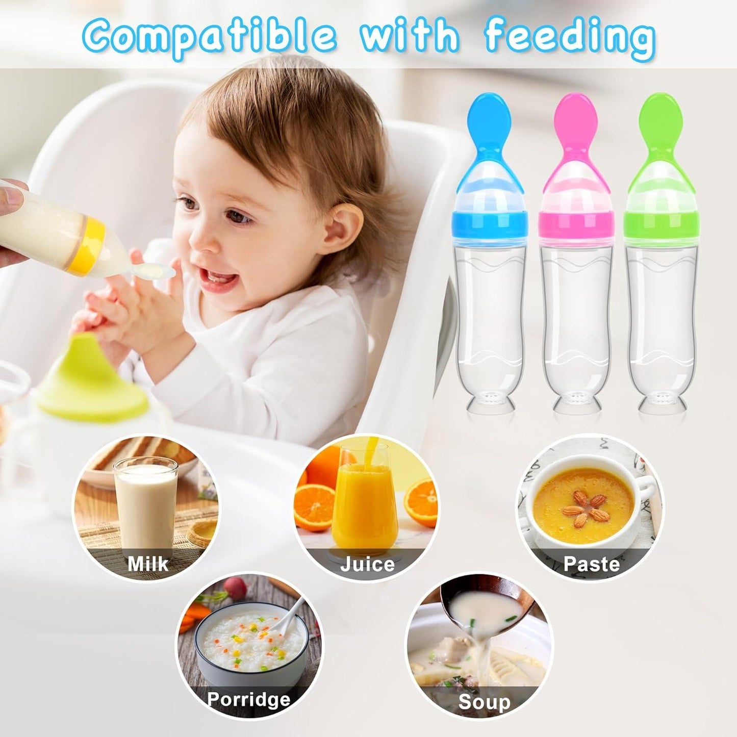 90ML Baby Spoon Feeder & Fruit Pacifier Combo | Silicone Baby Feeding Set