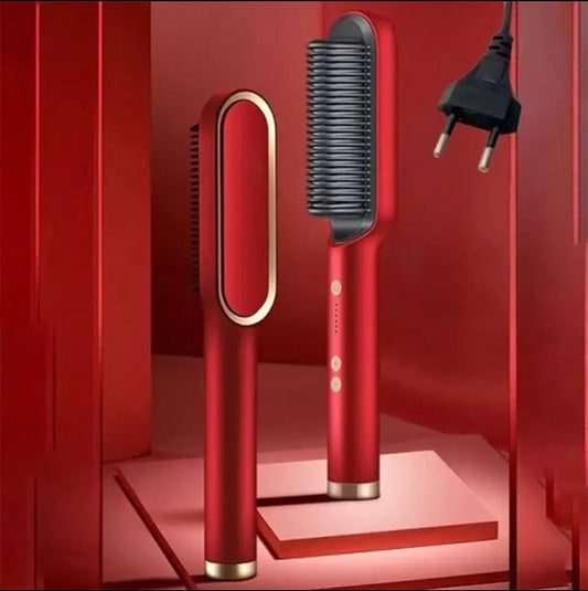 909 hair straightener comb with LED display and anti-scalding design for smooth hair styling.