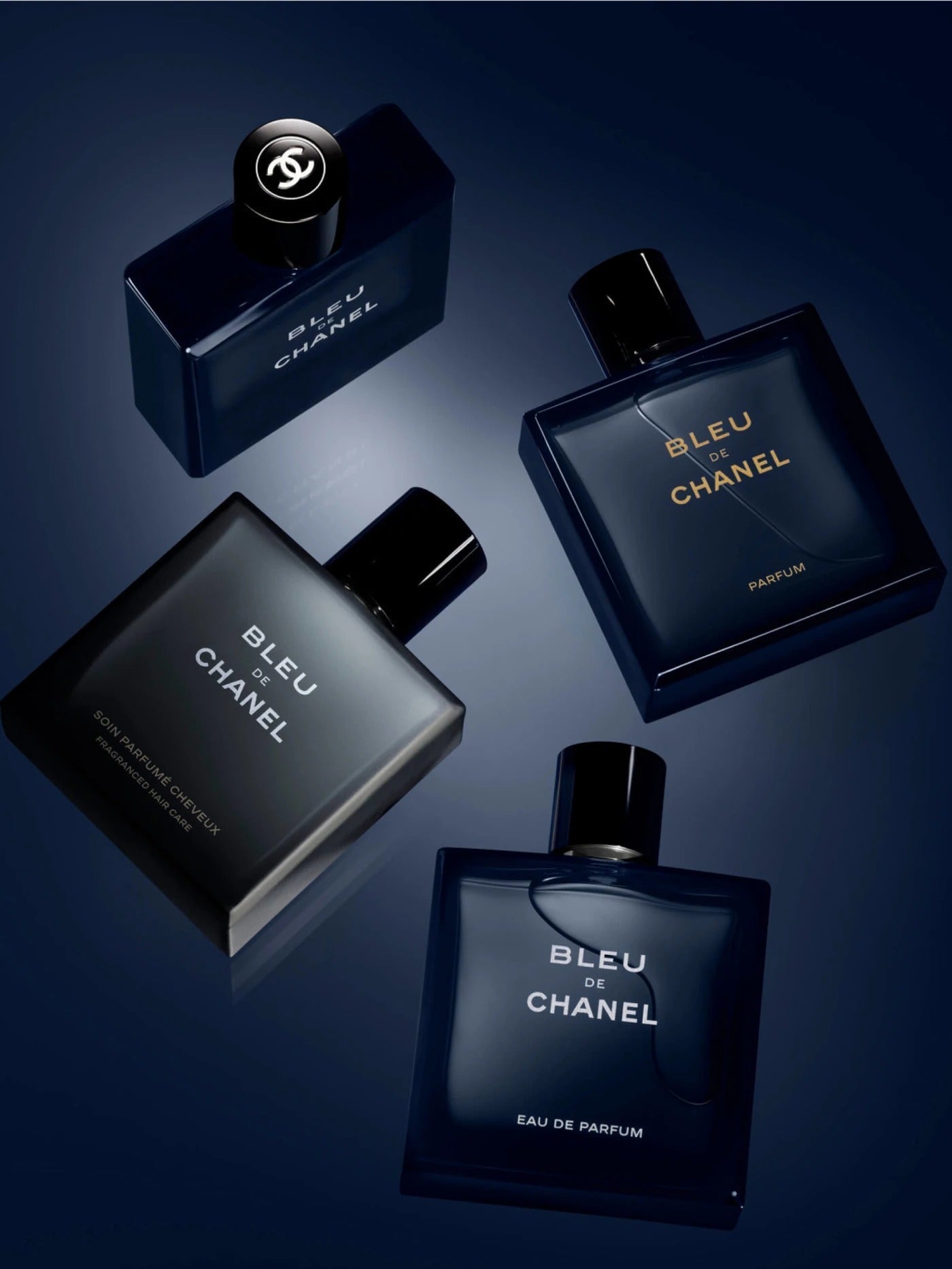 Bleu De Chanel elegant luxury cologne bottle