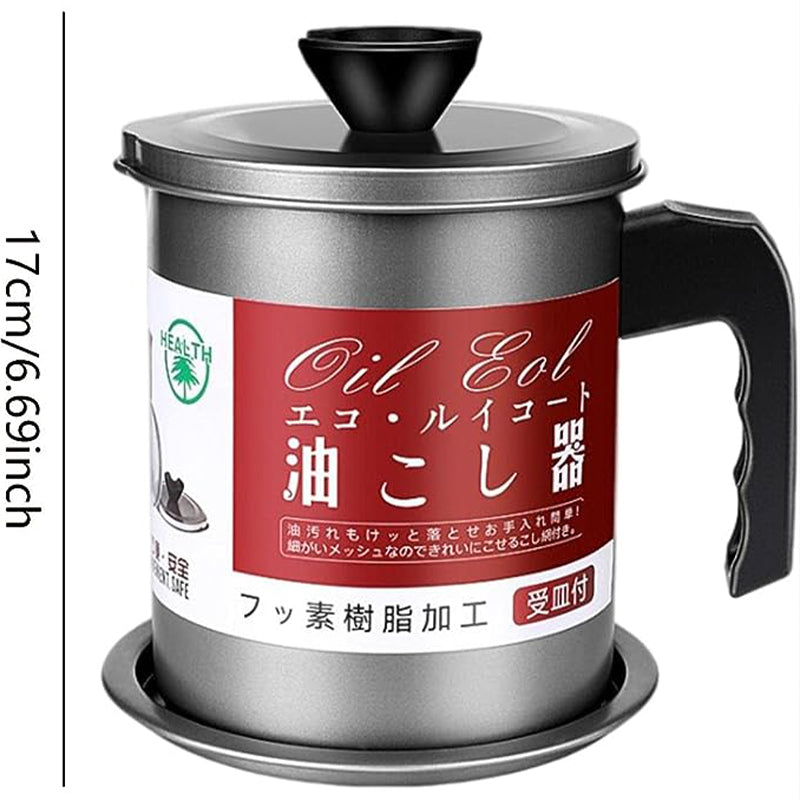 Oil Strainer Pot 1.4L and 1.7L for Filtering Used Cooking Oil