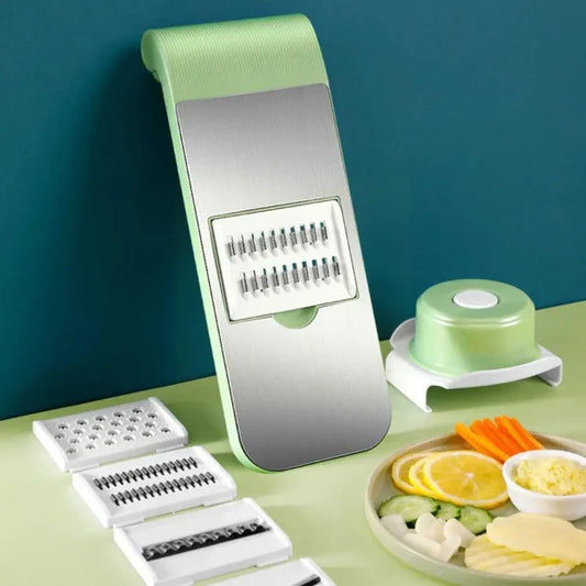 10-in-1 multifunctional vegetable cutter and grater with stainless steel blades for slicing grating shredding vegetables and fruits