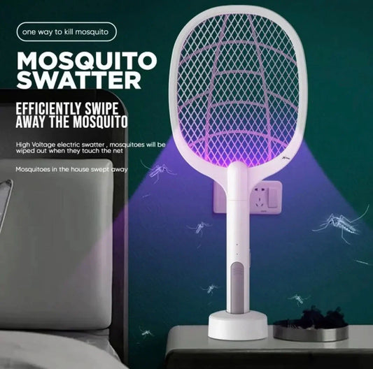 USB rechargeable mosquito killer racket with LED light.