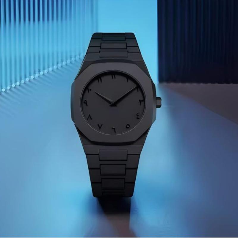 Aura Quartz Watch for Men | Black Arabic Dial Lightweight Stylish Wrist Watch