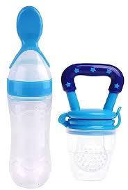 baby feeding set with soft silicone spoon and bottle