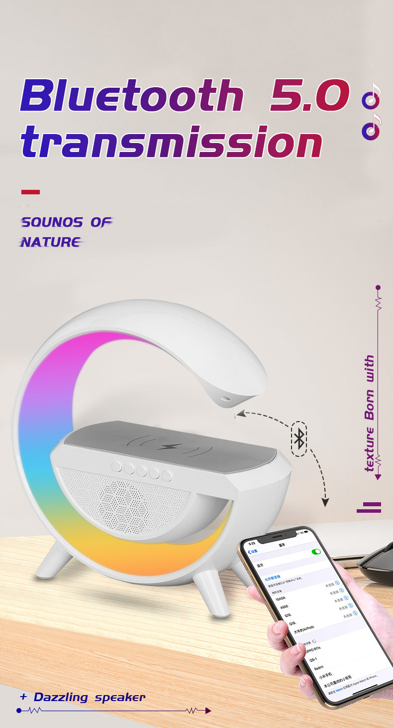 White RGB wireless speaker with Bluetooth 5.0 stable transmission and fast connection