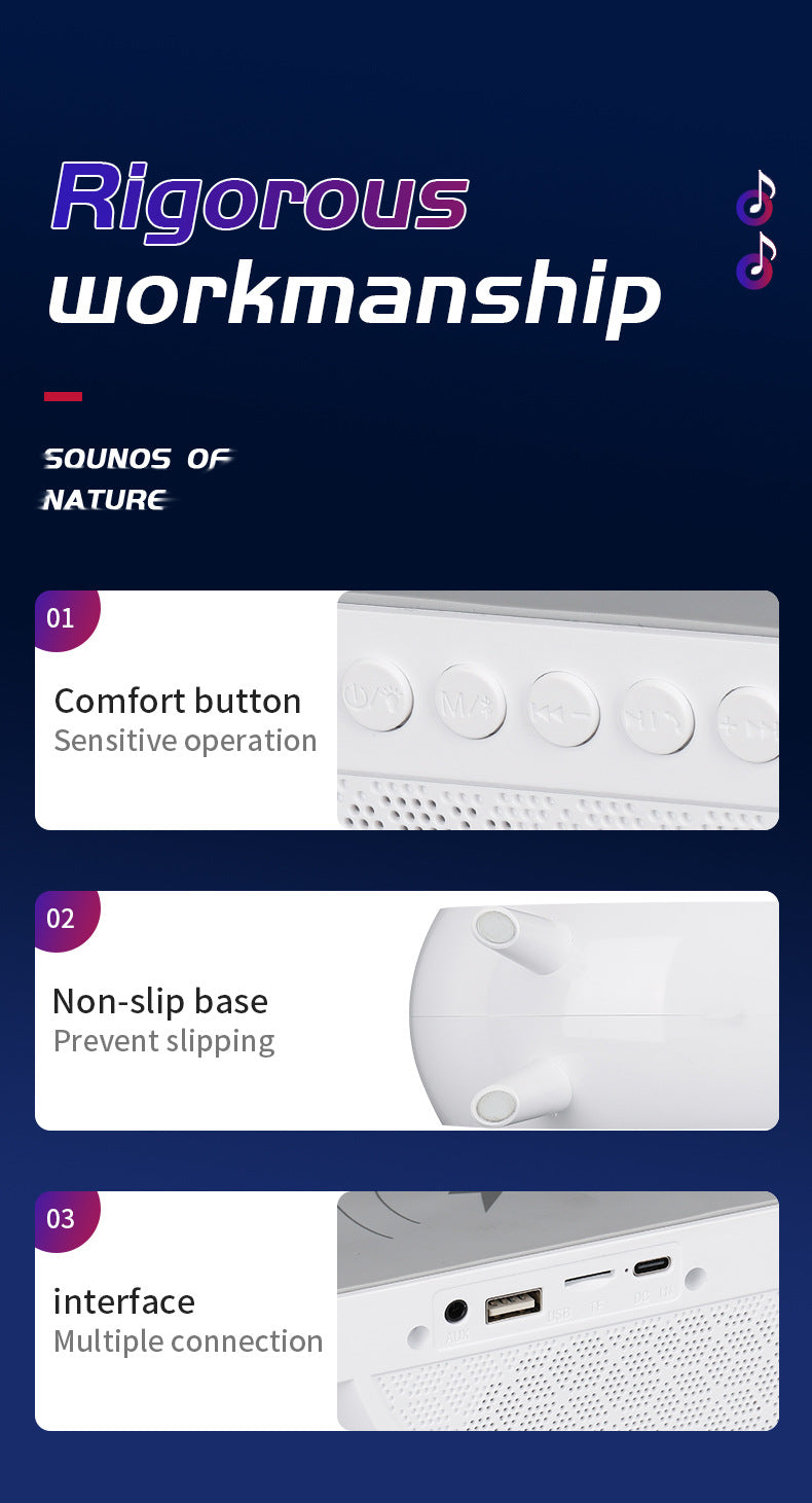 White wireless Bluetooth speaker smartphone connection and Bluetooth pairing instructions