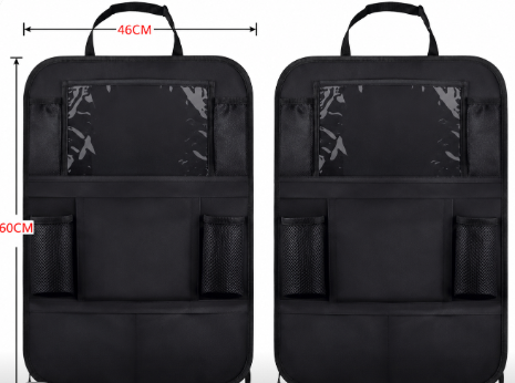 black car backseat organizer with tablet holder