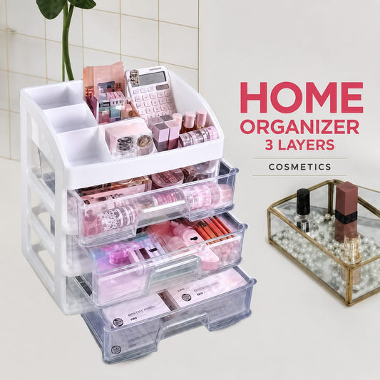 Multipurpose 3 Layer Home Organizer for Cosmetics, Skincare & Accessories