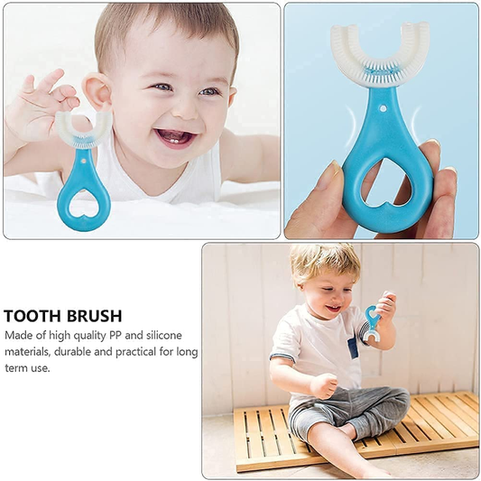 kids u-shaped silicone toothbrush for easy teeth cleaning