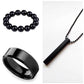 Men's black jewelry set with ring, bracelet and pendant necklace