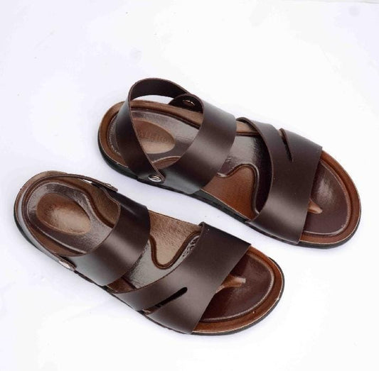 Men's brown leather sandals comfortable casual summer footwear