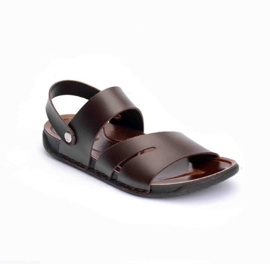 Side view of men's brown comfortable sandals with open toe