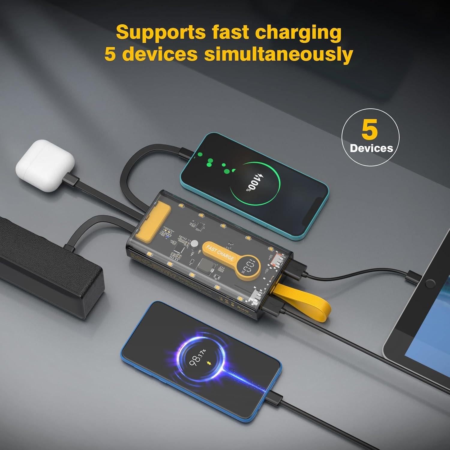 10000mAh Portable Power Bank for iPhone and Android