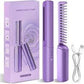 Portable Hair Straightening Brush Kit with USB Charging Cable and Hair Clips for Women