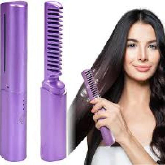 Portable Multicolour Hair Straightening Brush for Women Front View Fast Heating Electric Hot Comb