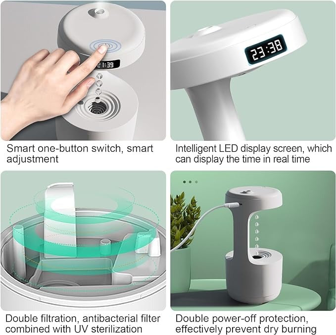 portable humidifier with waterless mist and easy refill features
