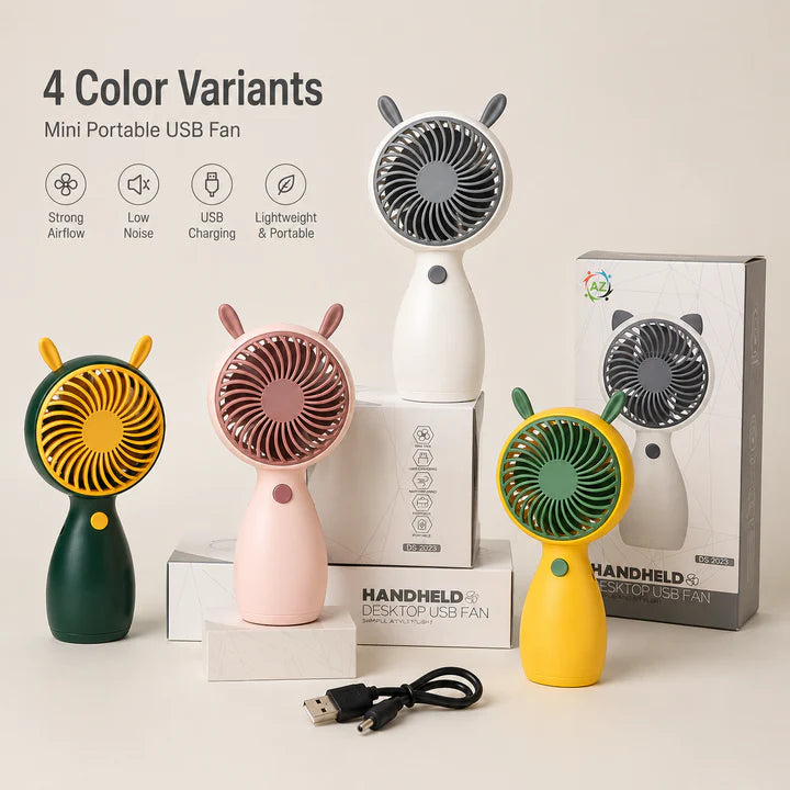 Portable USB rechargeable handheld cooling fan random color