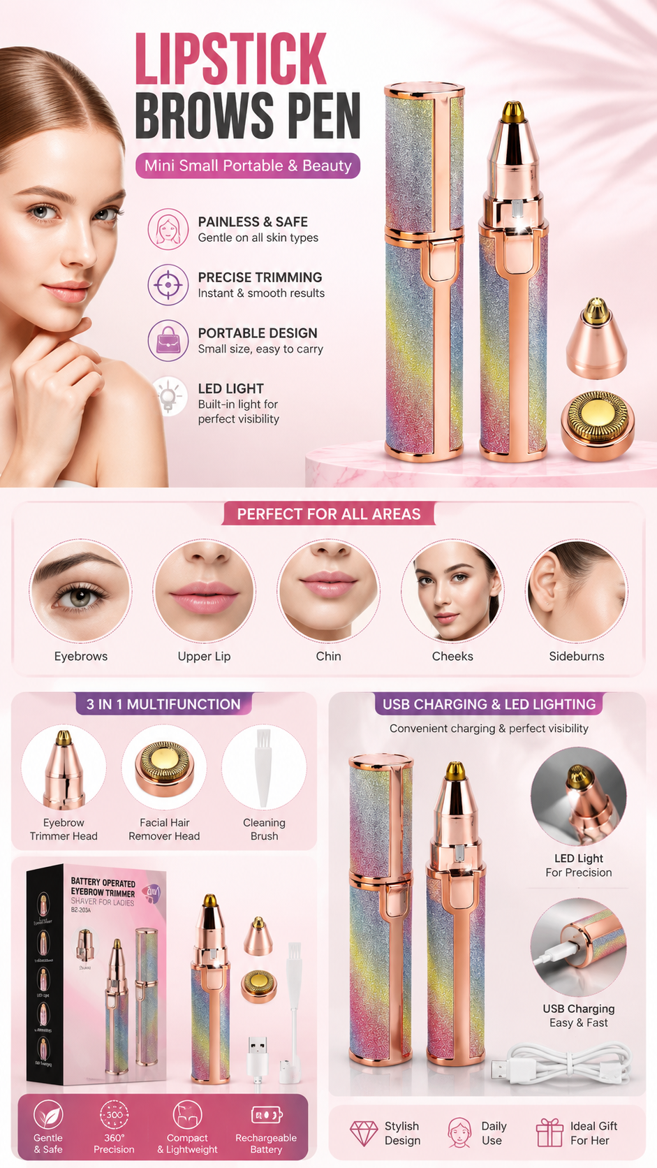 portable electric facial trimmer for convenient hair removal