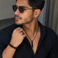 Men's black jewelry set featuring a bar pendant necklace, bead bracelet and titanium ring for everyday fashion