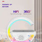White RGB Bluetooth speaker with 360 degree surround sound and colorful LED lighting