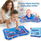 Parent and baby using a colorful water play mat for tummy time sensory activity