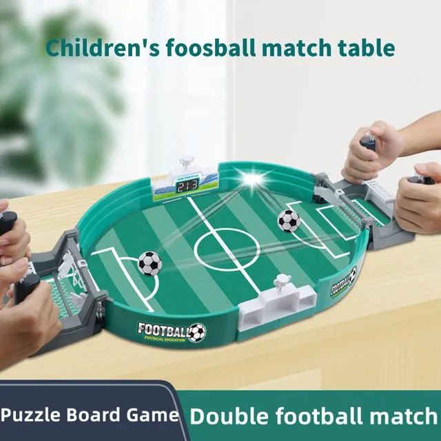 Double football tabletop game board for kids and family indoor play