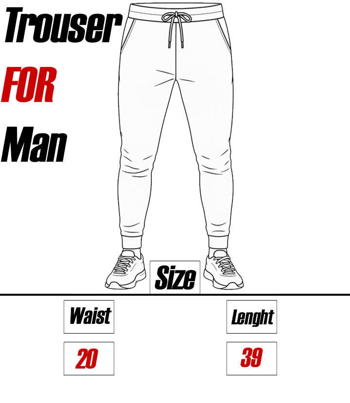 Unisex tracksuit trouser size chart