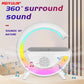 White RGB wireless Bluetooth speaker with 360 degree surround sound and colorful ambient light