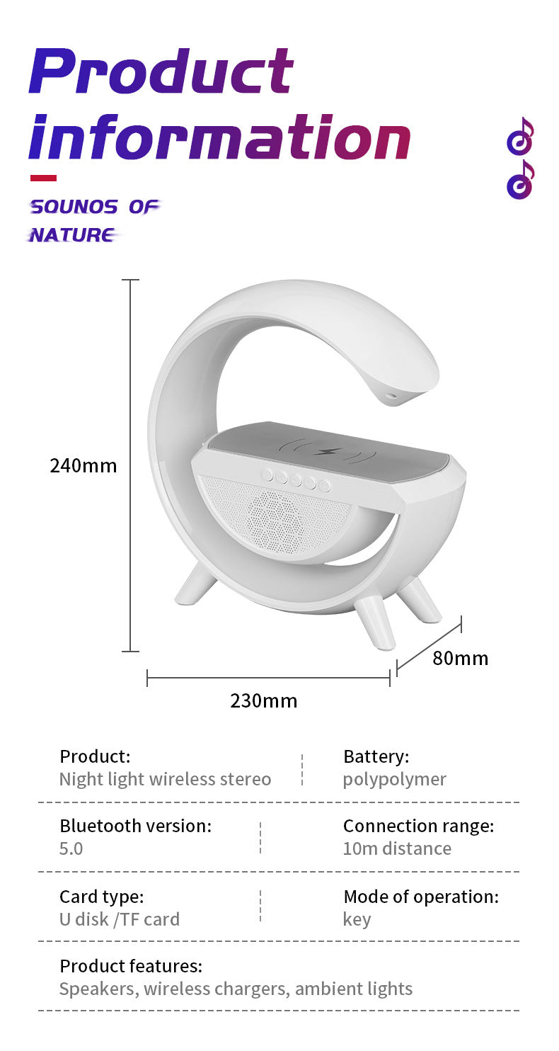 White RGB wireless Bluetooth speaker product information specifications and feature details