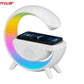 White RGB Bluetooth speaker with smartphone wireless charging stand and ambient night light