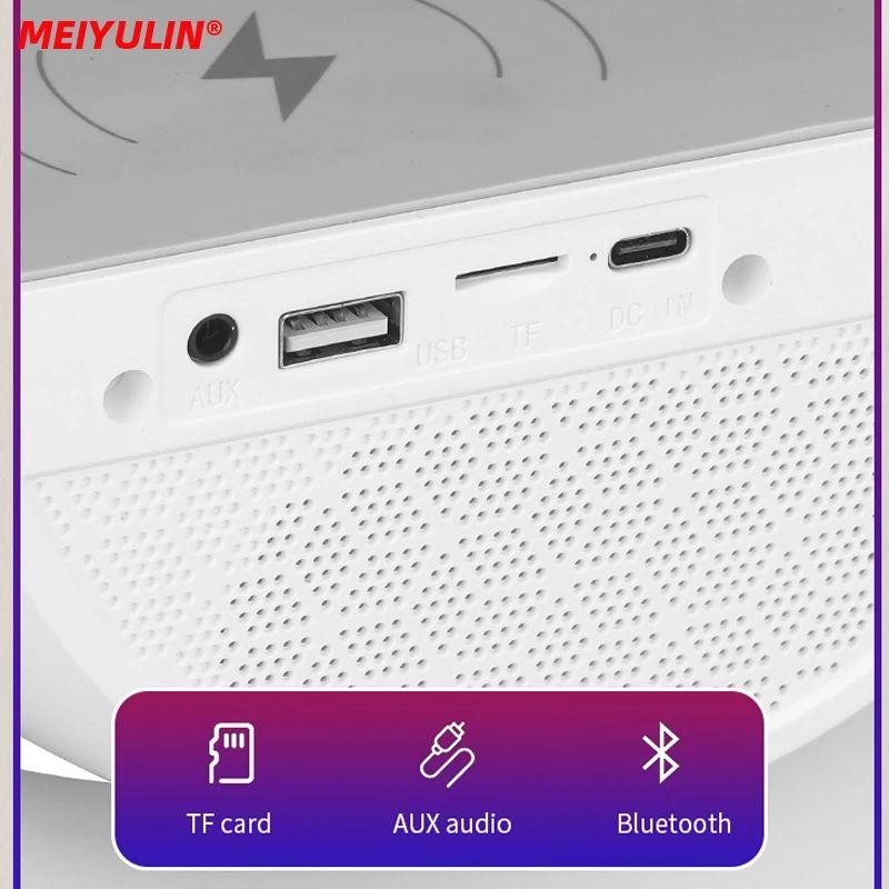 White wireless Bluetooth speaker rear ports buttons and multifunction control panel