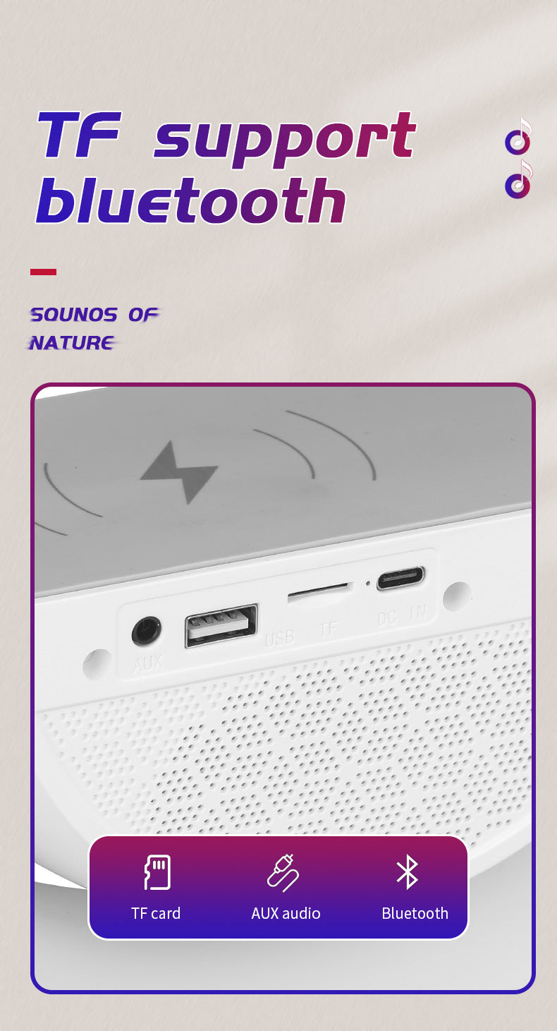 White wireless Bluetooth speaker with TF card support and smartphone Bluetooth connection